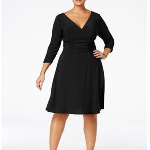 NY Collection Black Ruched Dress